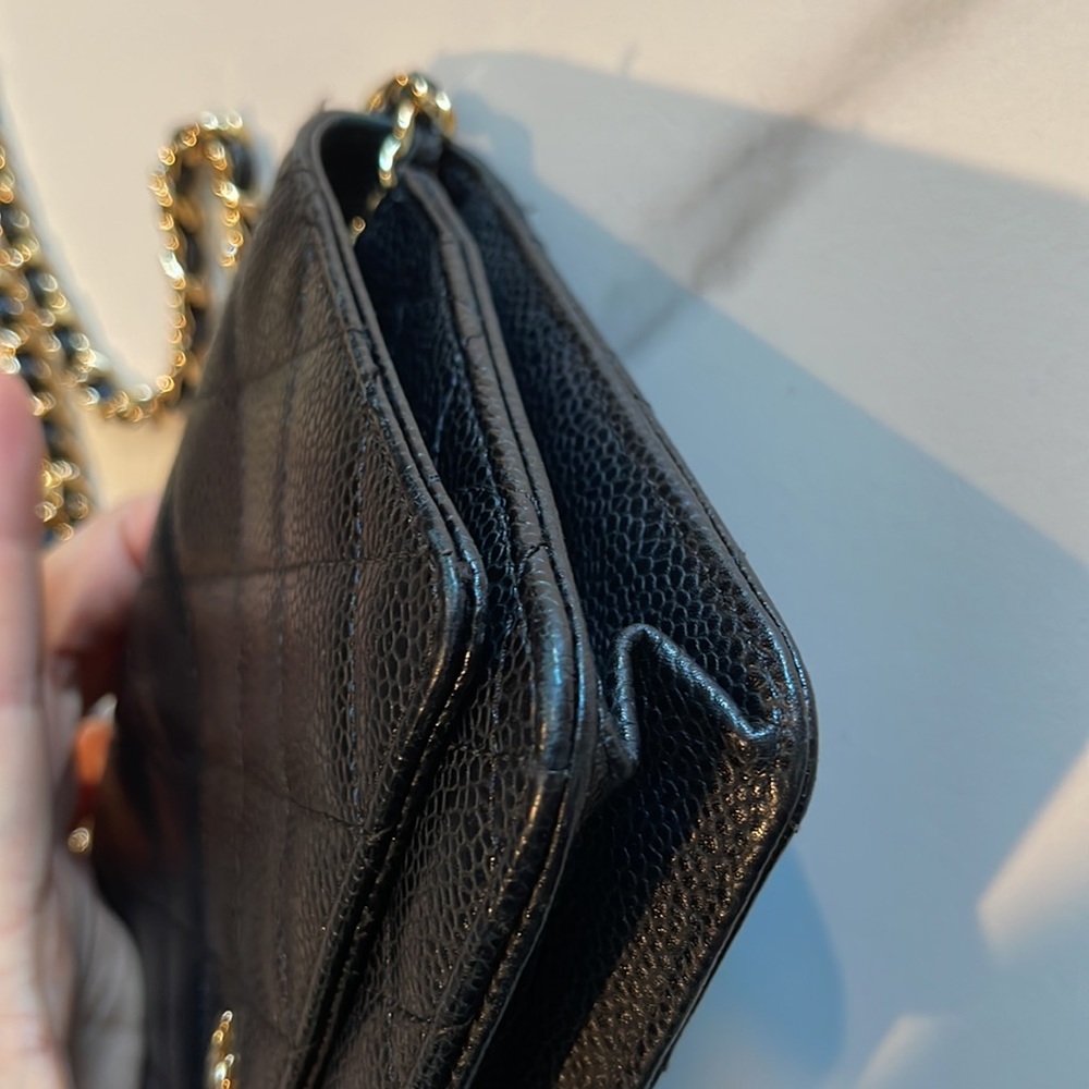 Chanel Wallet on Chain Gold Hardware Black Caviar Leather Cross Body Bag - Picture 10 of 17